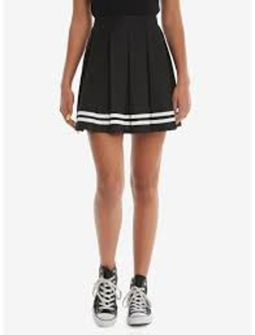 HOT TOPIC Black Pleated Cheer Skirt Size SM Small S Mini Skirt Kilt